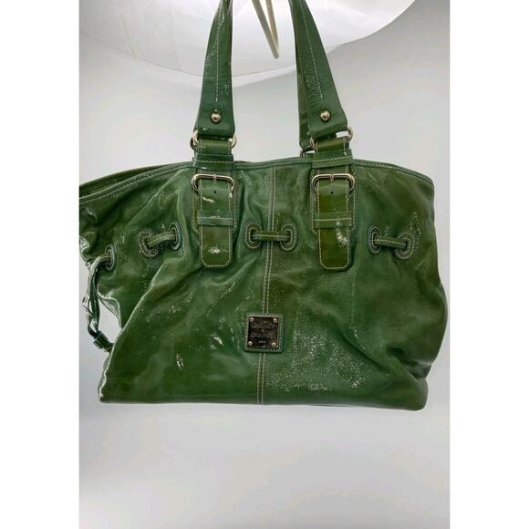 See description Dooney & Bourke Pantent Leather Green Tote Bag - Picture 1 of 12